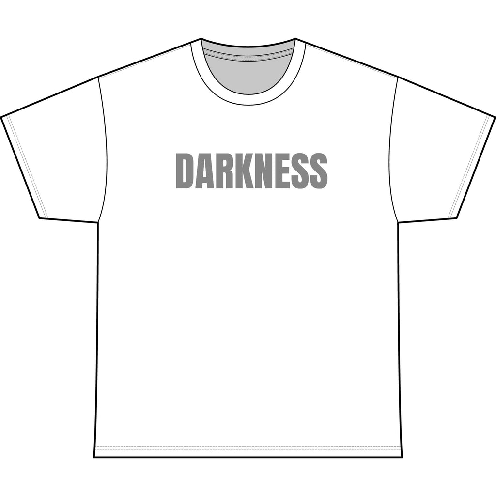 TheTattedBiker Darkness Graphic Tee — Minimalist Gothic Text Shirt
