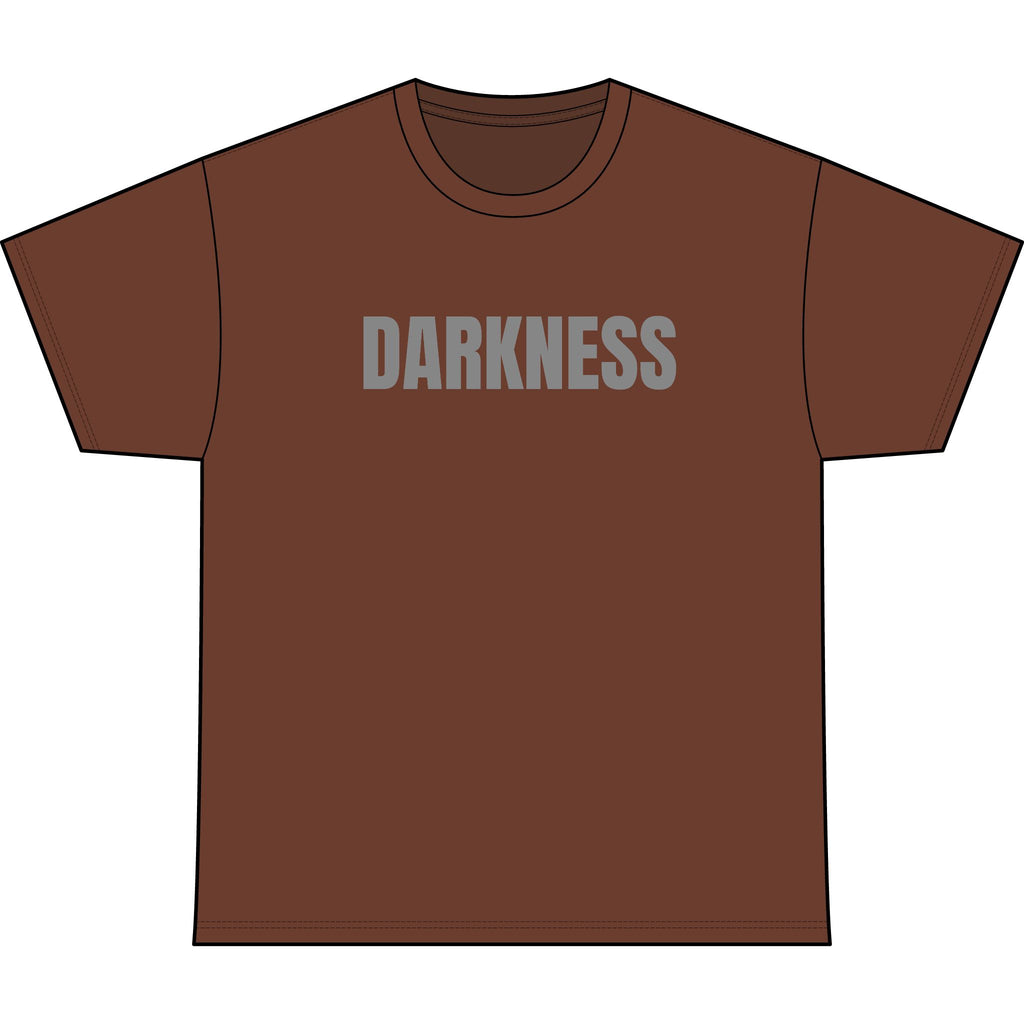 TheTattedBiker Darkness Graphic Tee — Minimalist Gothic Text Shirt