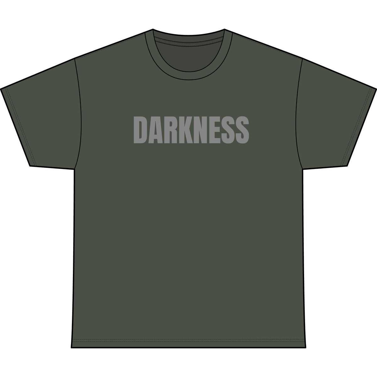 TheTattedBiker Darkness Graphic Tee — Minimalist Gothic Text Shirt