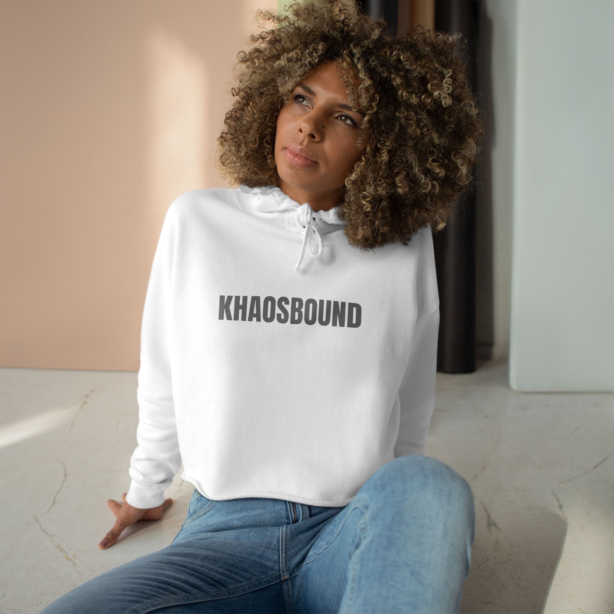 Khaosbound Crop Hoodie — Minimal Logo Cropped Sweatshirt
