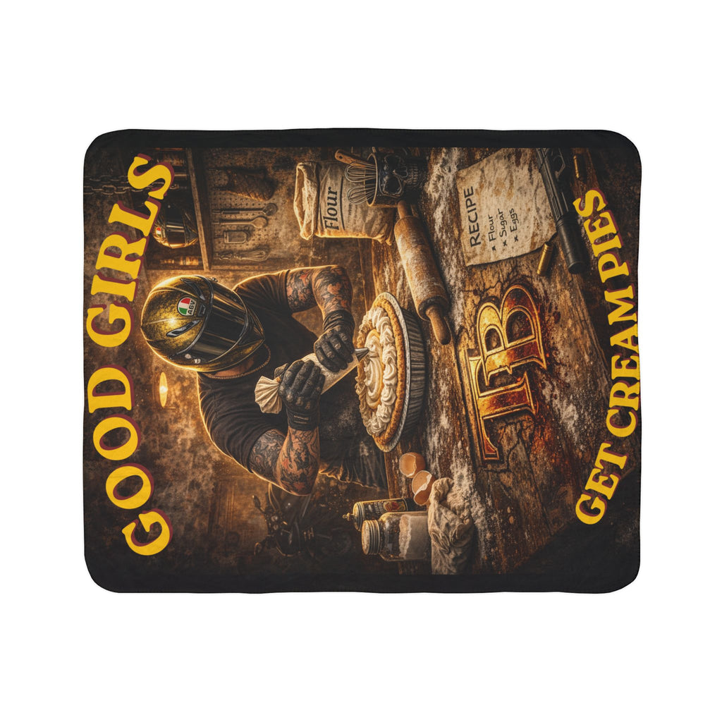 TheTattedBiker- Domesticated Tatted Cream Pie Fleece Sherpa Blanket