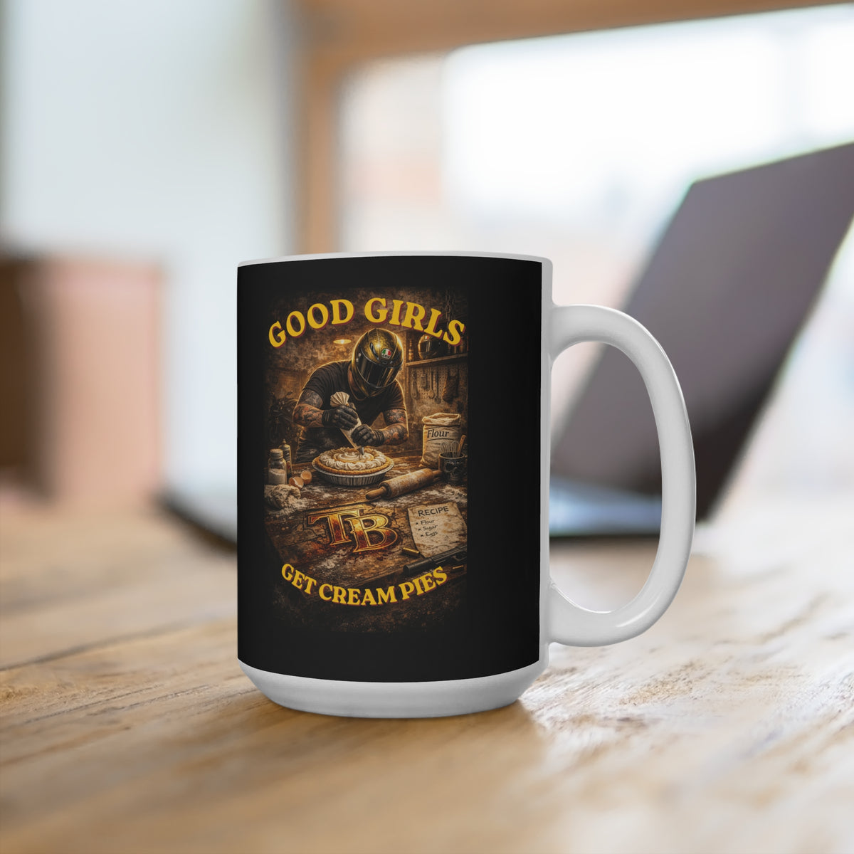TheTattedBiker- Domesticated Tatted Cream Pie Mug 15oz