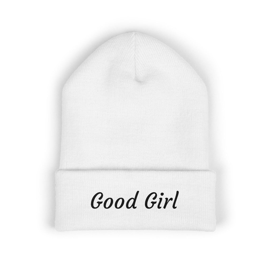 Red's Good Girl Embroidered Cuffed Beanie — Classic Knit Winter Hat