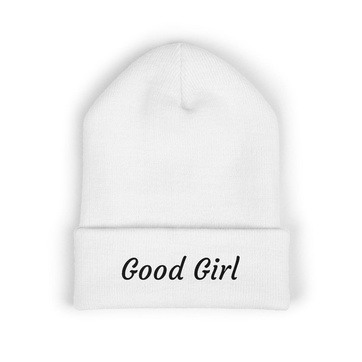 Red's Good Girl Embroidered Cuffed Beanie — Classic Knit Winter Hat