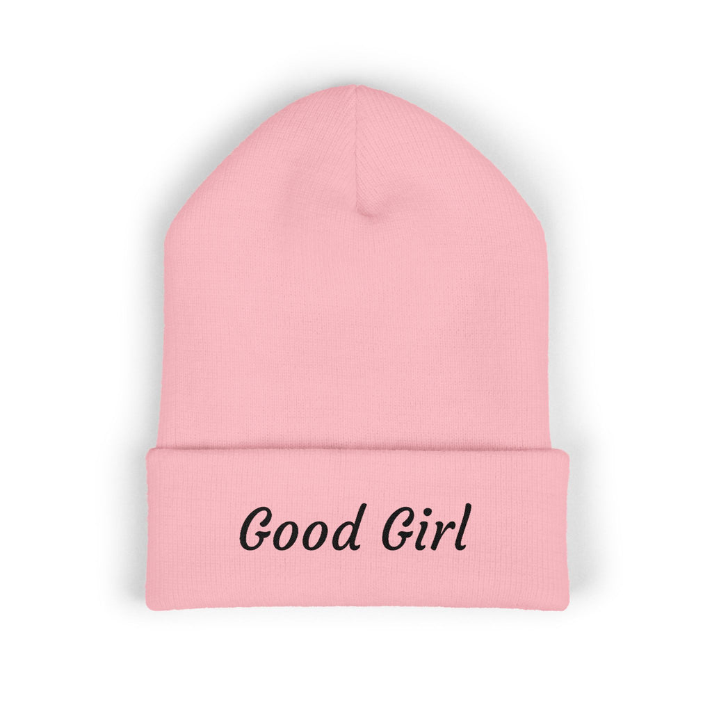 Red's Good Girl Embroidered Cuffed Beanie — Classic Knit Winter Hat