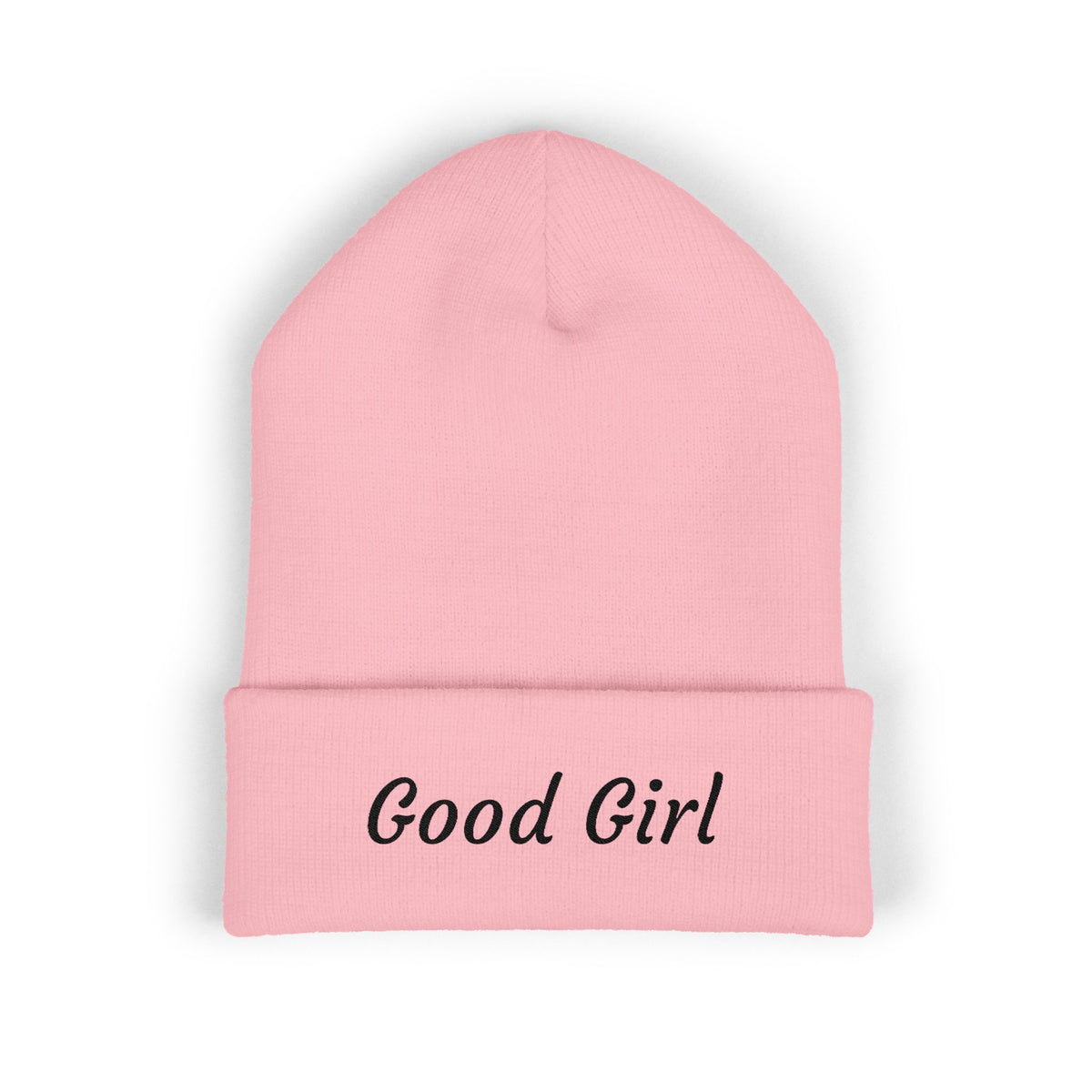 Red's Good Girl Embroidered Cuffed Beanie — Classic Knit Winter Hat
