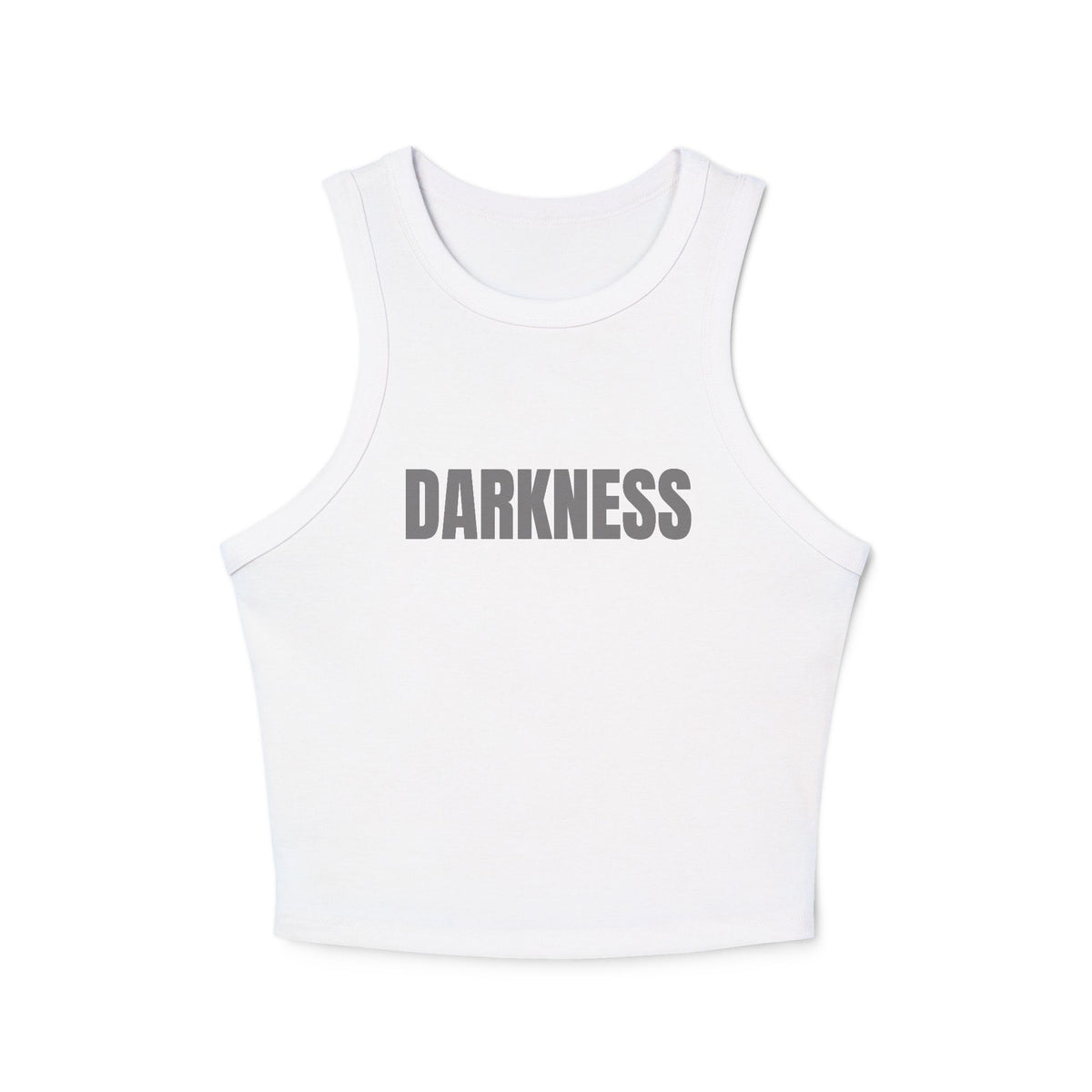 TheTattedBiker- Darkness Graphic Racer Tank Top — Women's Cropped Micro Rib Tank