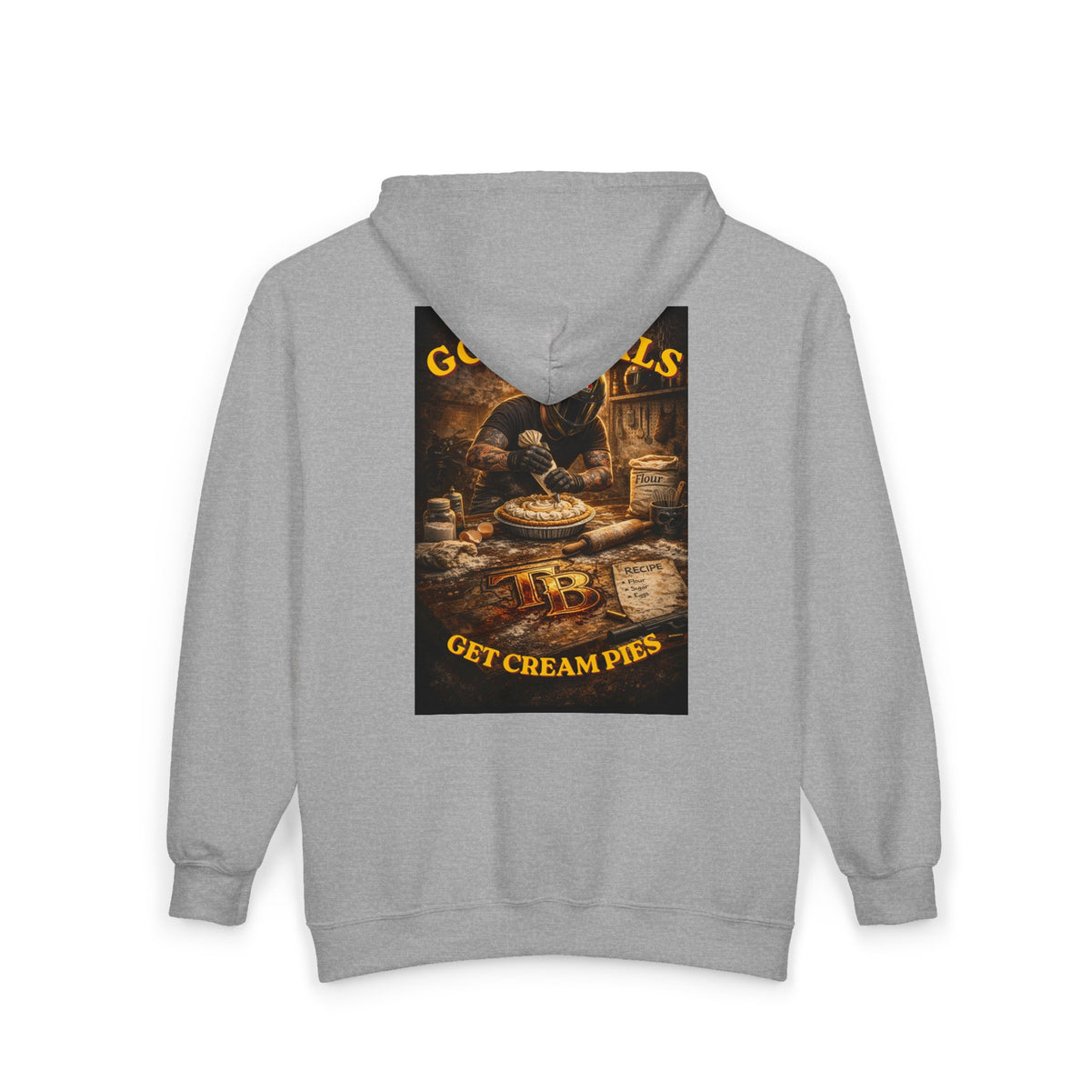 TheTattedBiker- Domesticated Tatted Cream Pie Full Zip Hooded Sweatshirt