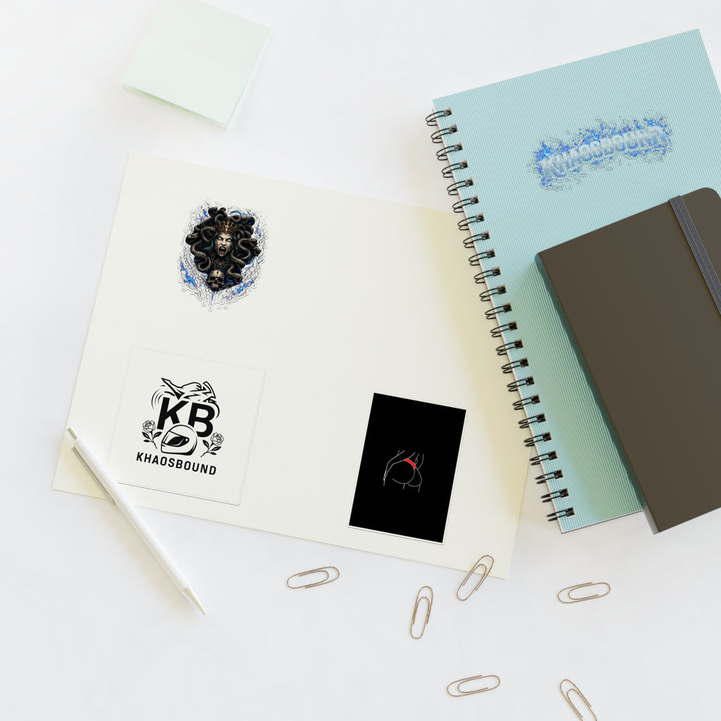 Khaosbound Sticker Sheet — Gothic Medusa, Logo & Minimal Art Stickers