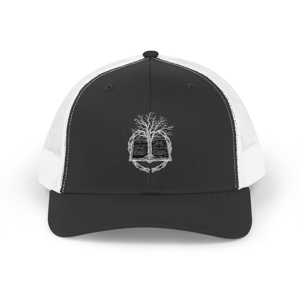 Tree of Life Snapback Trucker Cap — White Embroidered Nature Logo
