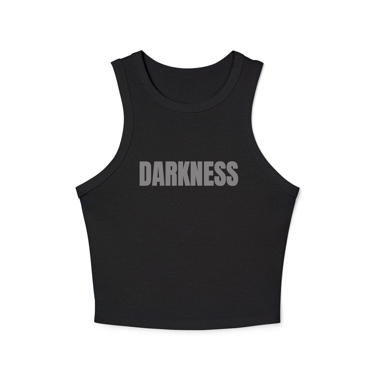 TheTattedBiker- Darkness Graphic Racer Tank Top — Women's Cropped Micro Rib Tank