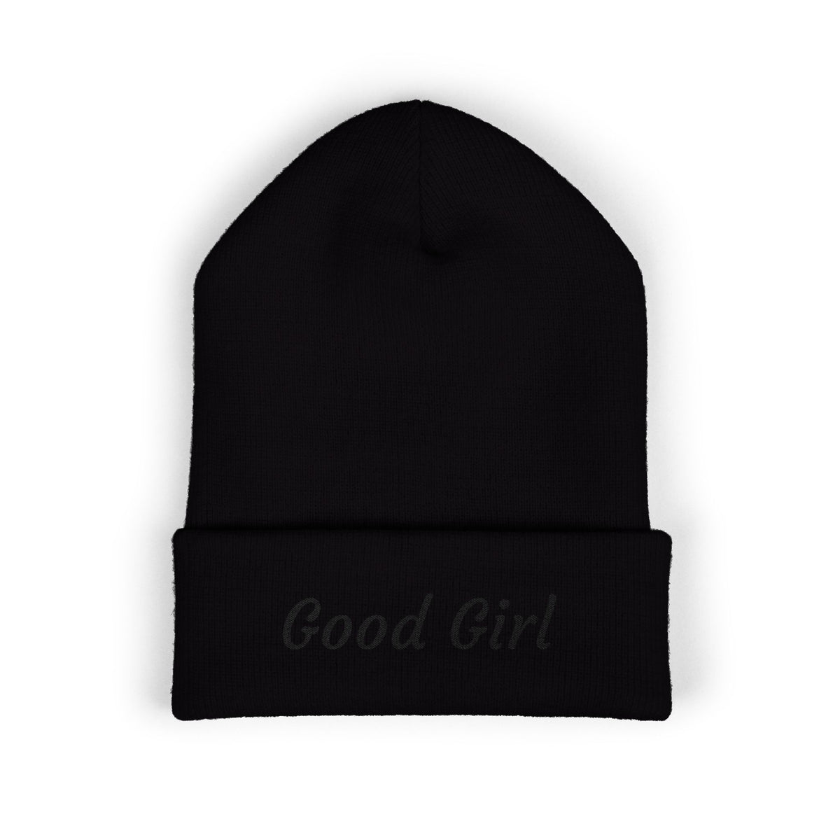 Red's Good Girl Embroidered Cuffed Beanie — Classic Knit Winter Hat