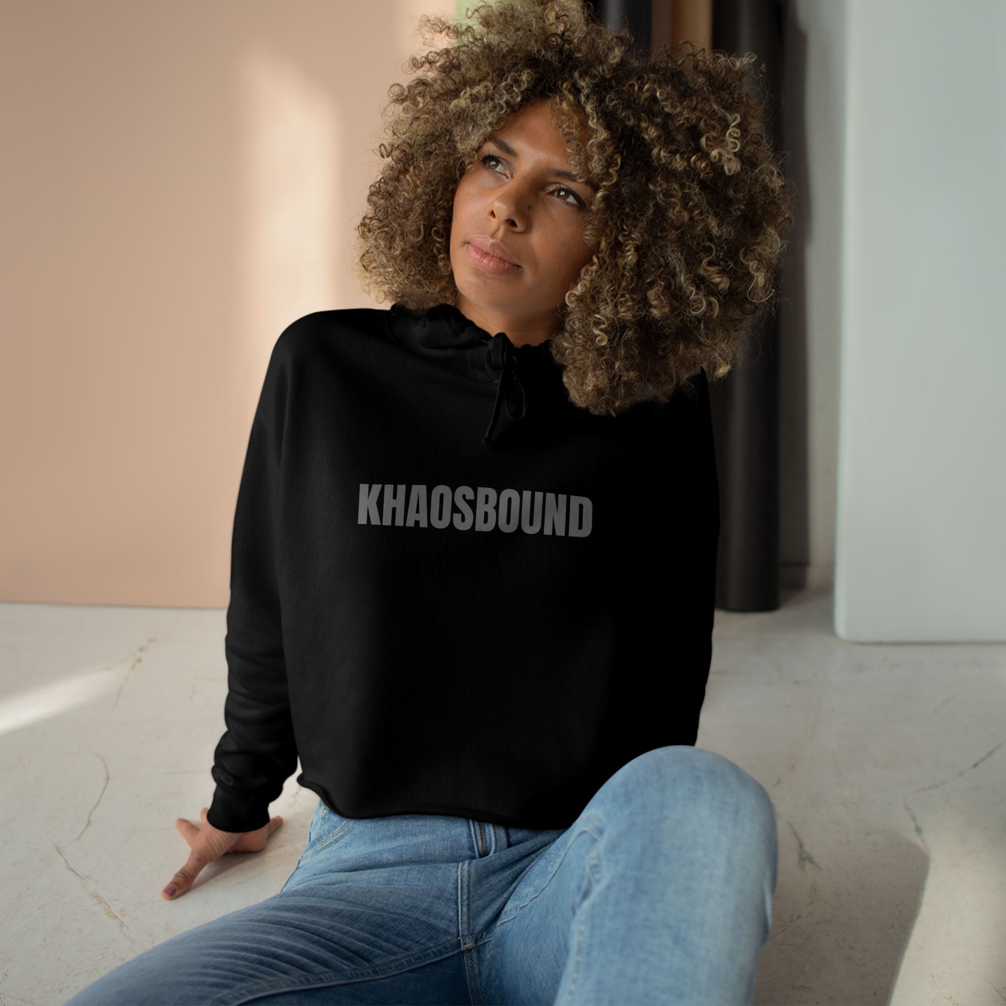 Khaosbound Crop Hoodie — Minimal Logo Cropped Sweatshirt