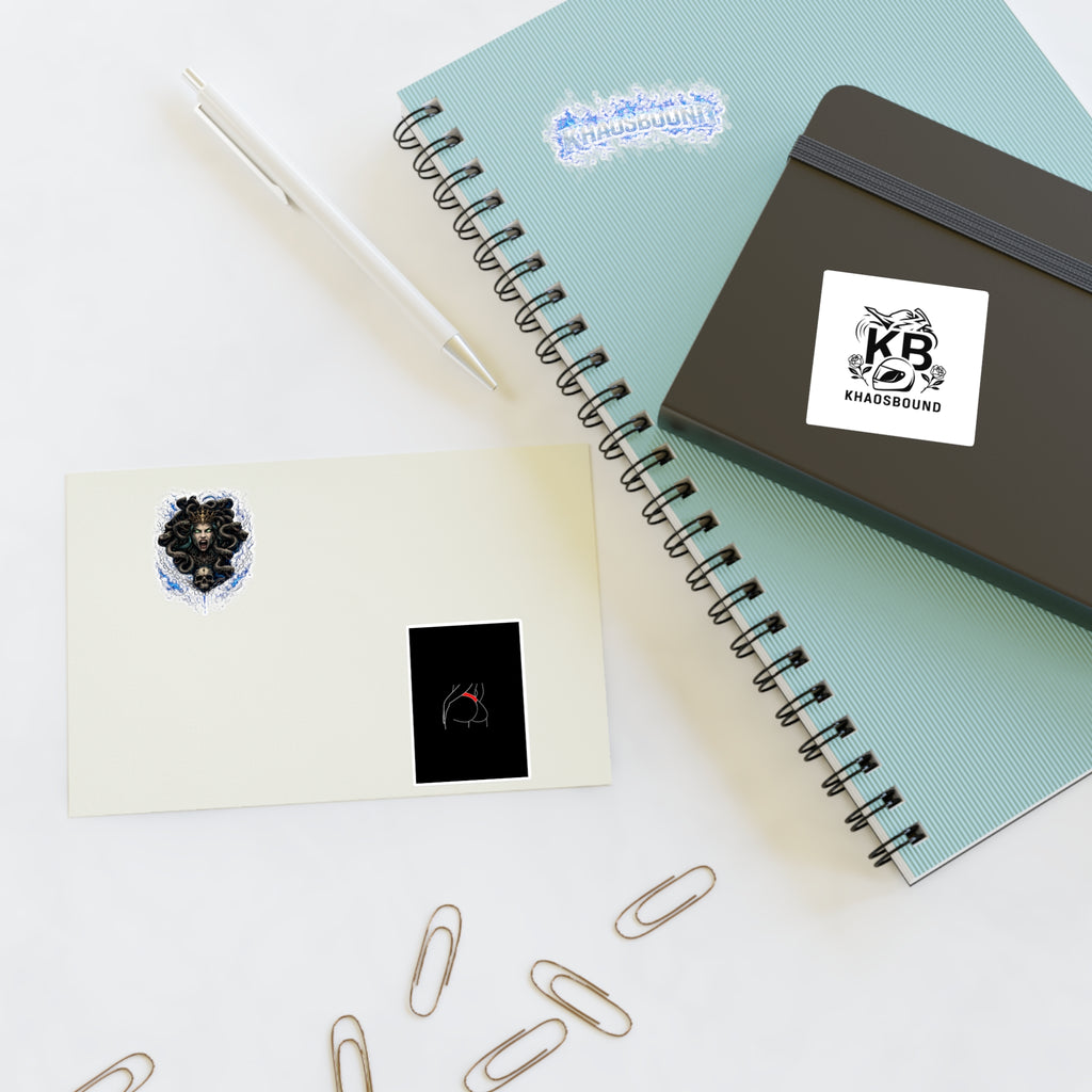 Khaosbound Sticker Sheet — Gothic Medusa, Logo & Minimal Art Stickers