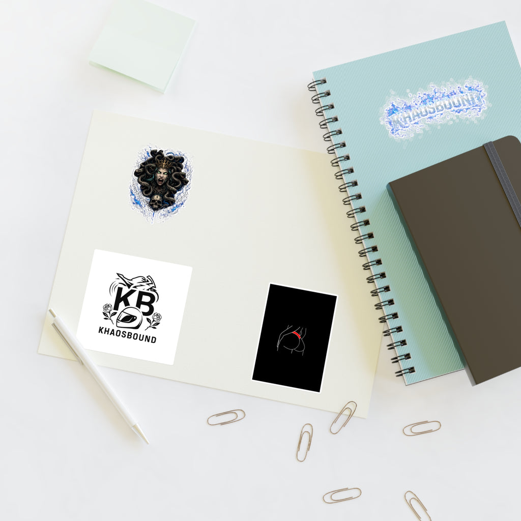 Khaosbound Sticker Sheet — Gothic Medusa, Logo & Minimal Art Stickers