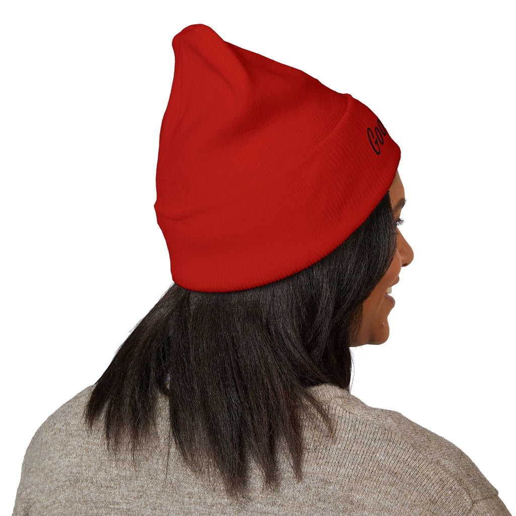 Red's Good Girl Embroidered Cuffed Beanie — Classic Knit Winter Hat