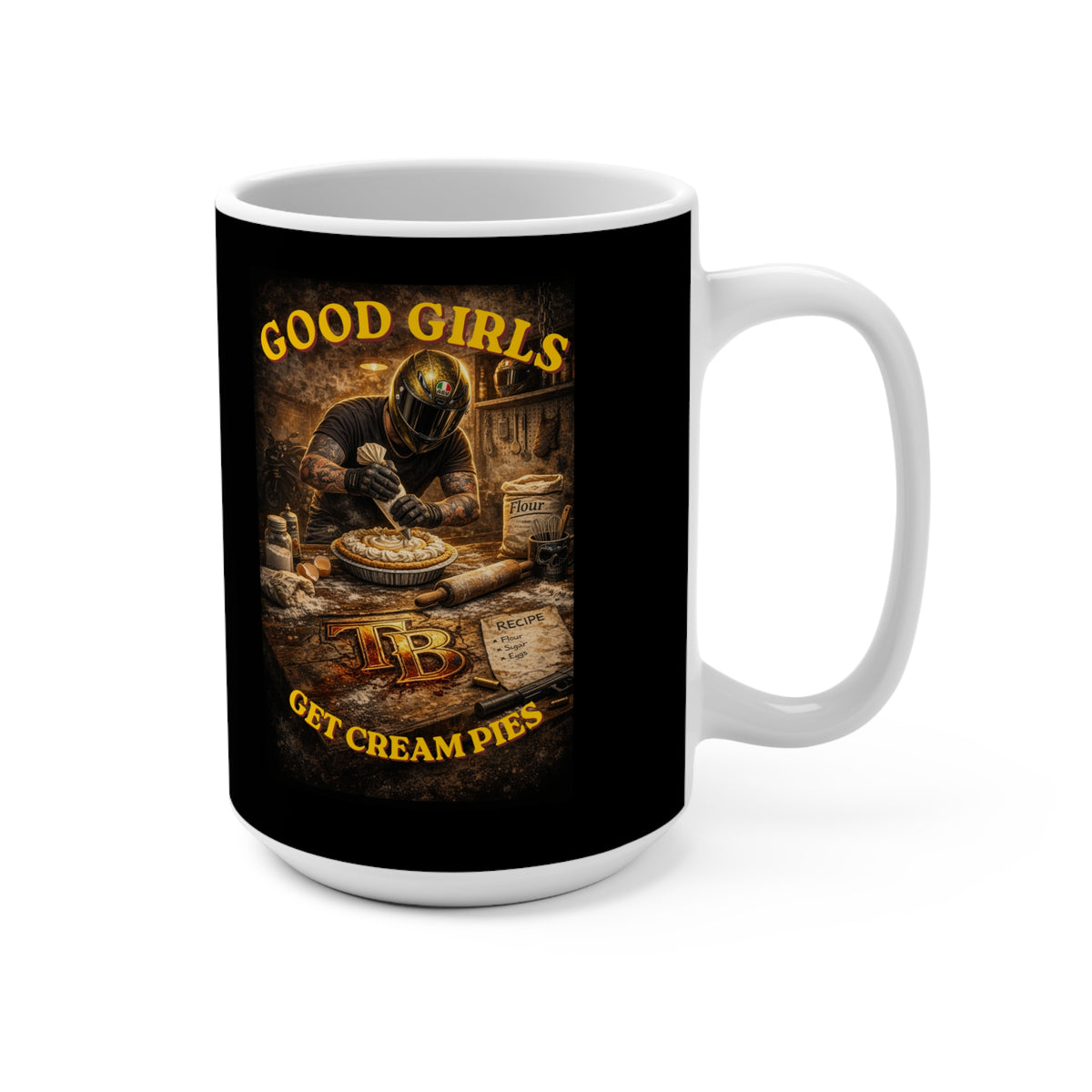 TheTattedBiker- Domesticated Tatted Cream Pie Mug 15oz