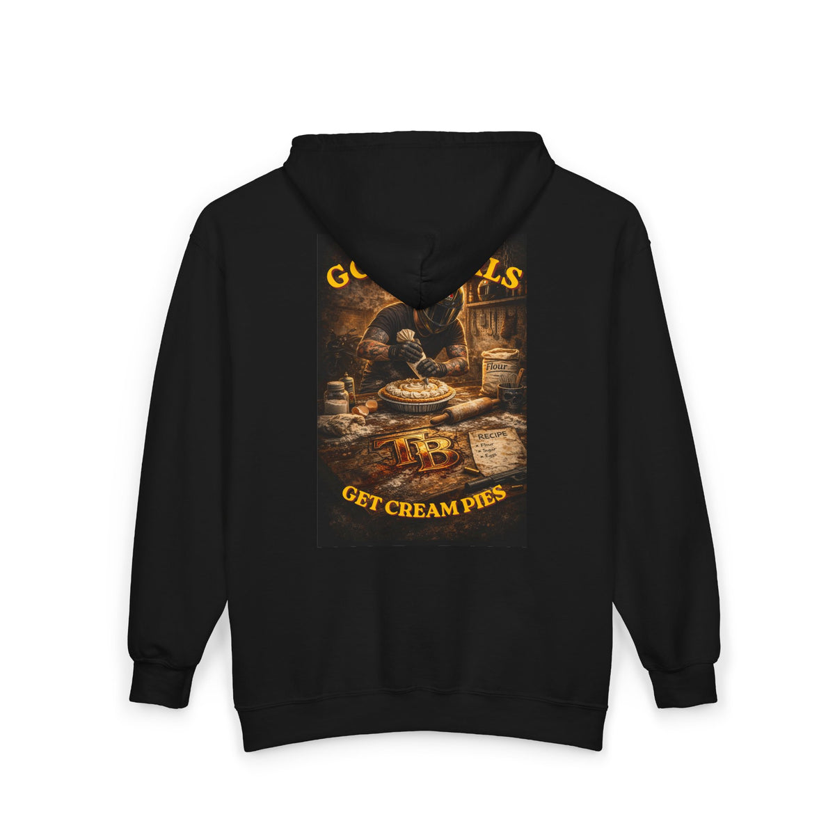 TheTattedBiker- Domesticated Tatted Cream Pie Full Zip Hooded Sweatshirt