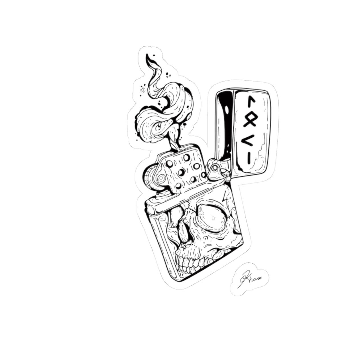 Skull Lighter Kiss-Cut Stickers for Edgy Decor, Laptop, Phone Cases, Gifts for Smokers, Halloween, Gothic Style