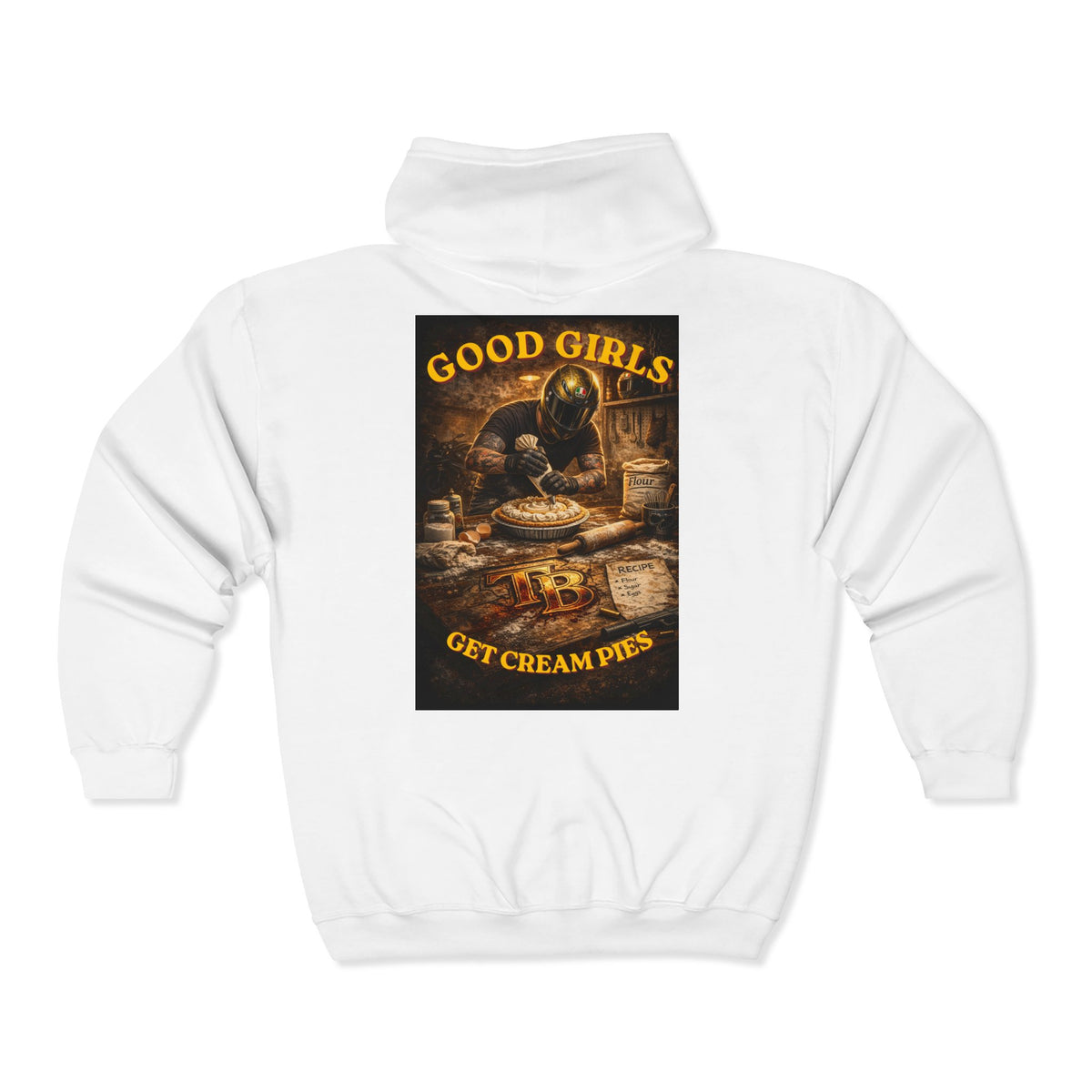 TheTattedBiker- Domesticated Tatted Cream Pie Full Zip Hooded Sweatshirt