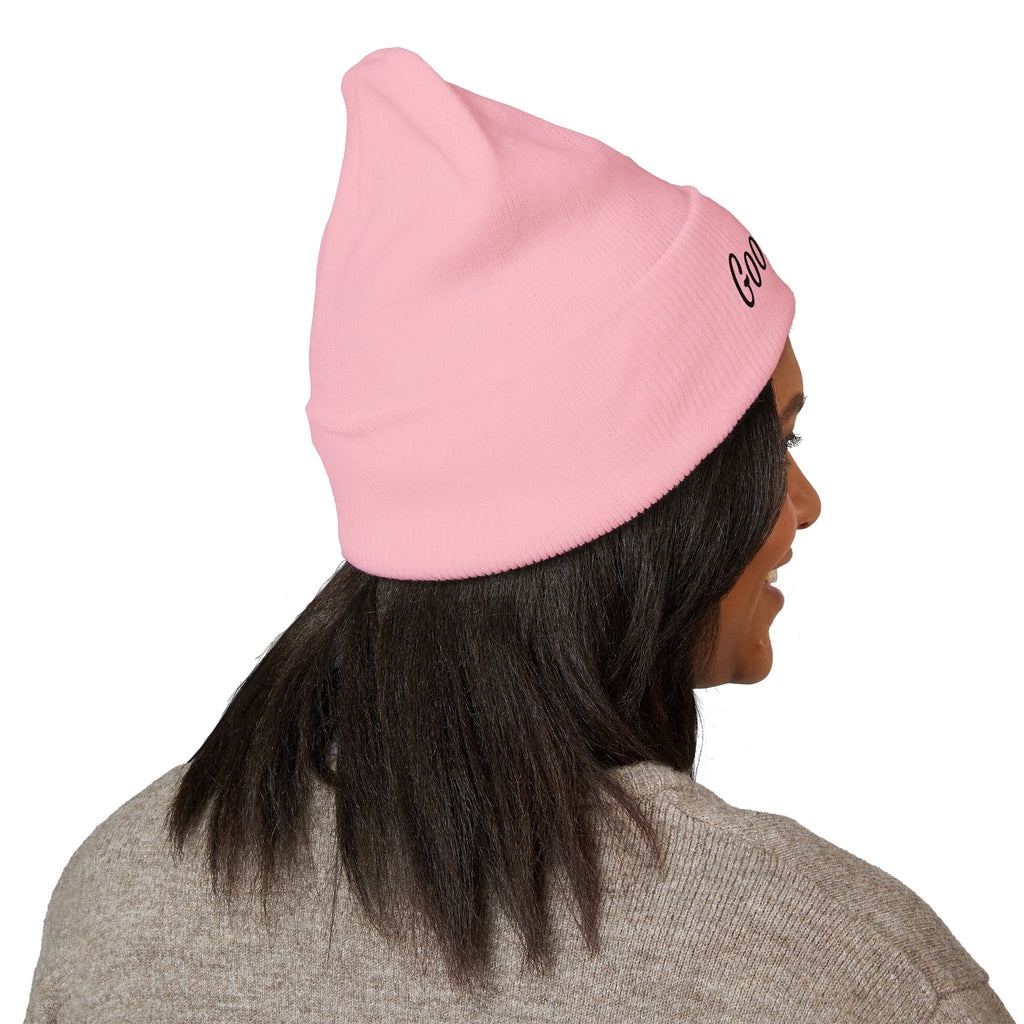 Red's Good Girl Embroidered Cuffed Beanie — Classic Knit Winter Hat