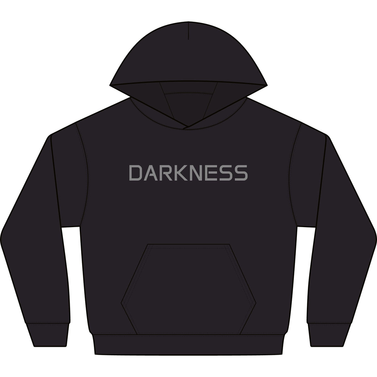 Darkness Hoodie — Minimalist Gothic Graphic Hooded Sweatshirt