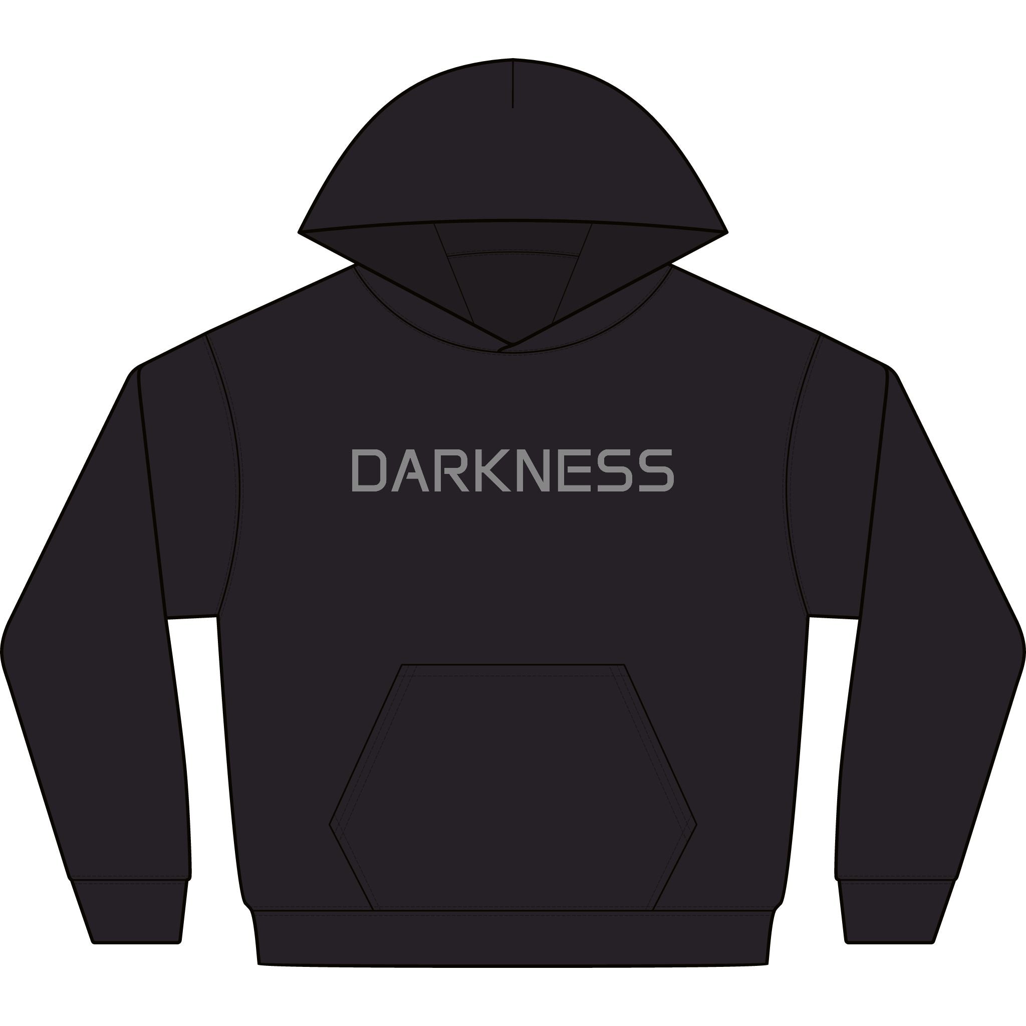 Darkness Hoodie — Minimalist Gothic Graphic Hooded Sweatshirt