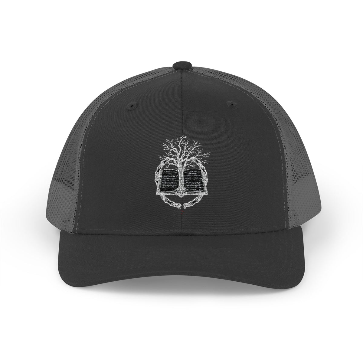 Tree of Life Snapback Trucker Cap — White Embroidered Nature Logo