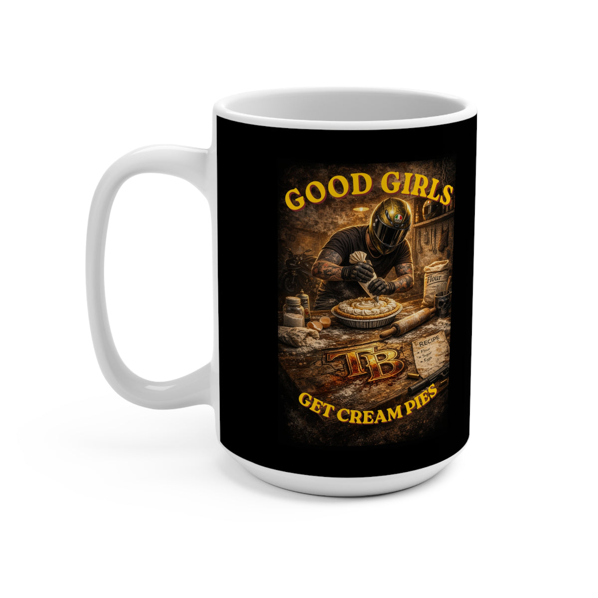 TheTattedBiker- Domesticated Tatted Cream Pie Mug 15oz