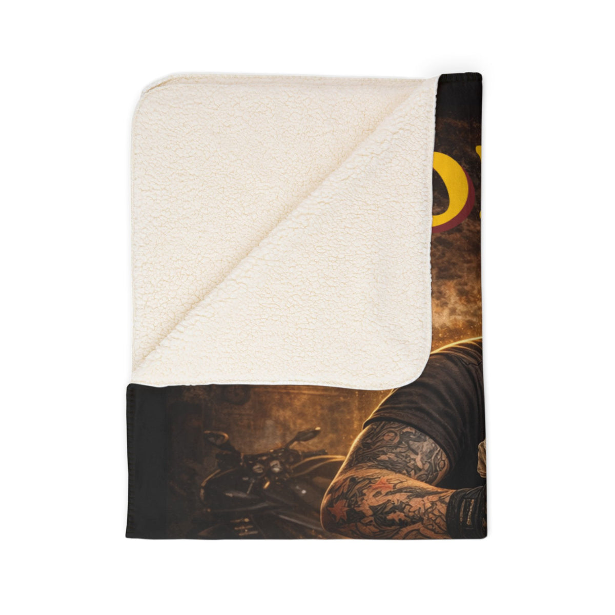 TheTattedBiker- Domesticated Tatted Cream Pie Fleece Sherpa Blanket